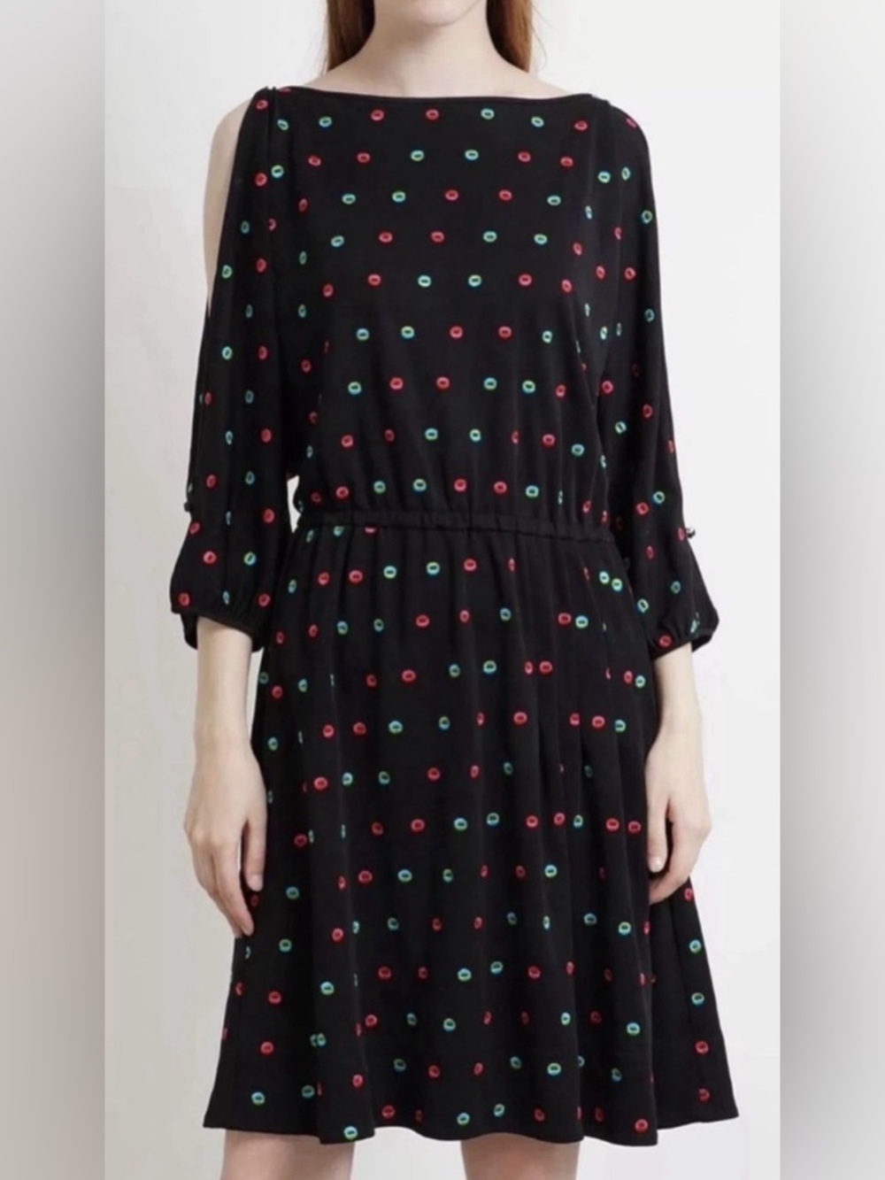 Marc by Marc Jacobs Black Dress with Embroidered Dots Size Medium